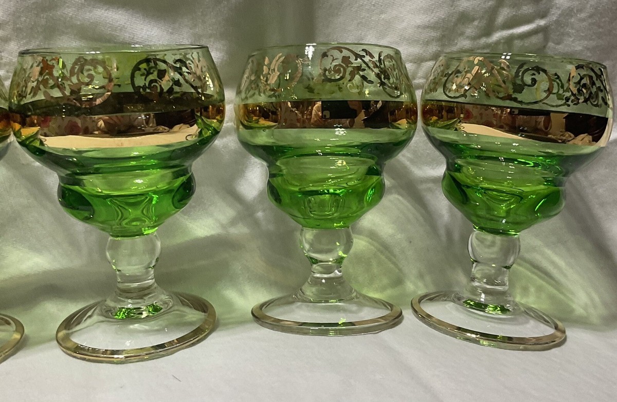 Vintage Murano Venetian Green And Gold Decanter And Glasses Set | eBay