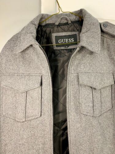 Guess Men's Gray Wool-Blend Bomber Jacket Quilted Lining - Picture 2 of 12
