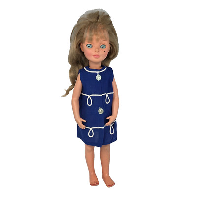 VINTAGE 1960's FURGA ITALY ALTA MODA SIMONA GIRL BLONDE HAIR DOLL W/ BLUE DRESS