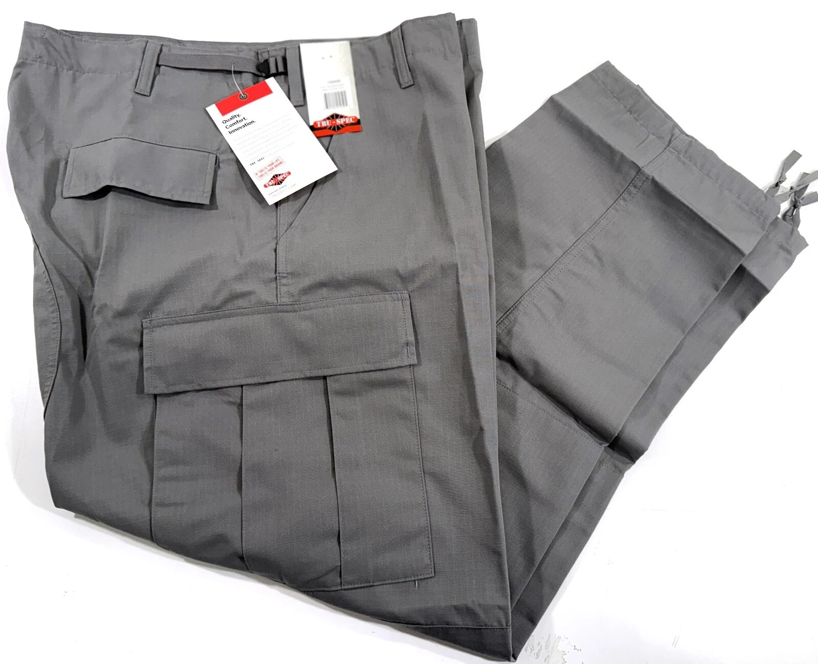 NEW 2XL TRU-SPEC MENS POLY COTTON RIPSTOP BDU PANTS 1304 GREY XXL REGULAR