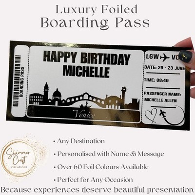 Venedig - Custom - Bordkarte - Flugticket - Überraschung Urlaubsgeschenk