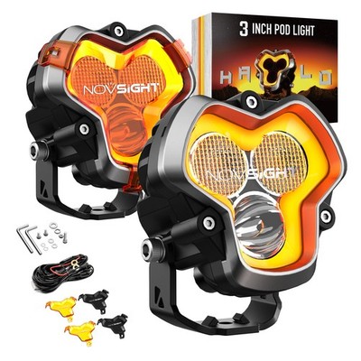 NOVSIGHT HALO Pro Series 3''inch LED Pods Spot Flood Offroad Driving Lamp SUV 4WD