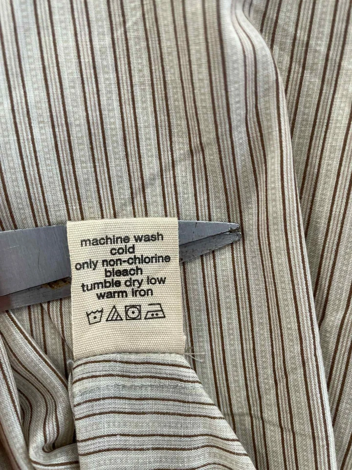 Camisa abotonada a rayas beige marrón talla L #C7 John Varvatos U.S.A. para hombre Foto 4 de 4