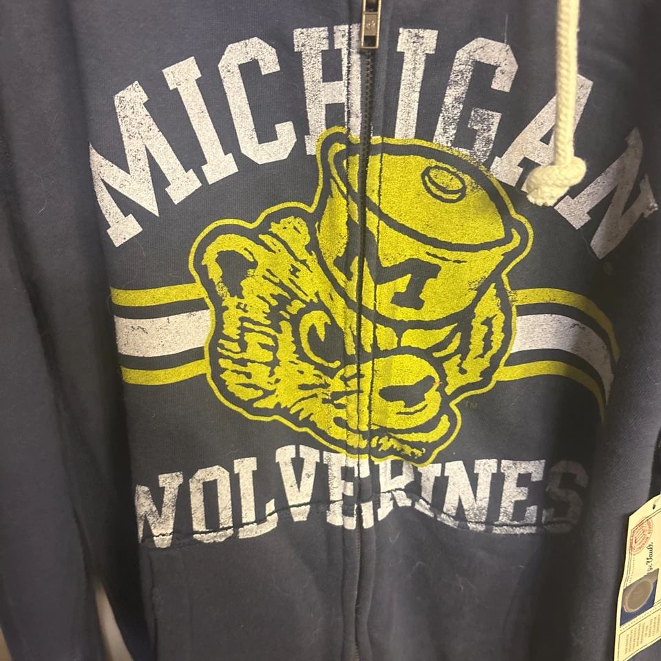 VTG Michigan Wolverines Mitchell & Ness College Jacket Hoodie XL NWT NOS - Image 3 of 4