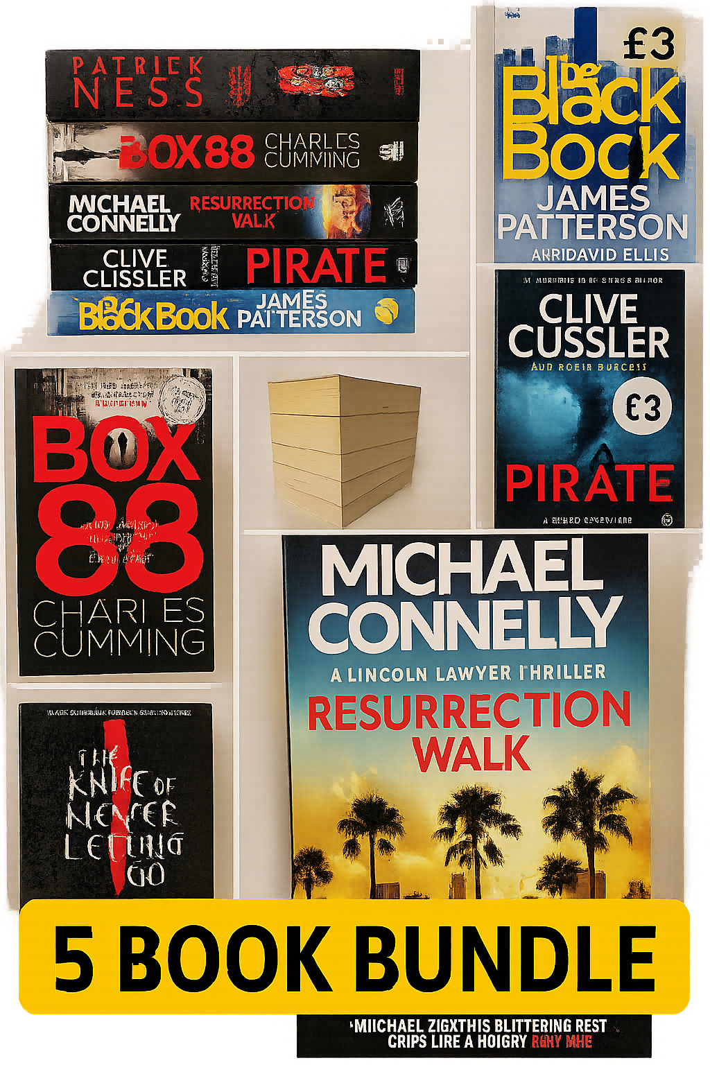 5 New Men’s Fiction Books Bundle – Action Crime Thriller Mystery Paperbacks