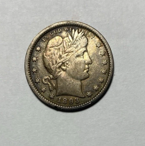 1893 Barber Quarter Choice VF++ With Original Color