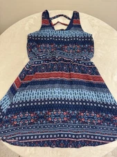 XHILARATION Womens Floral Blue Sleeveless MAXI Dress Size XL NEW!