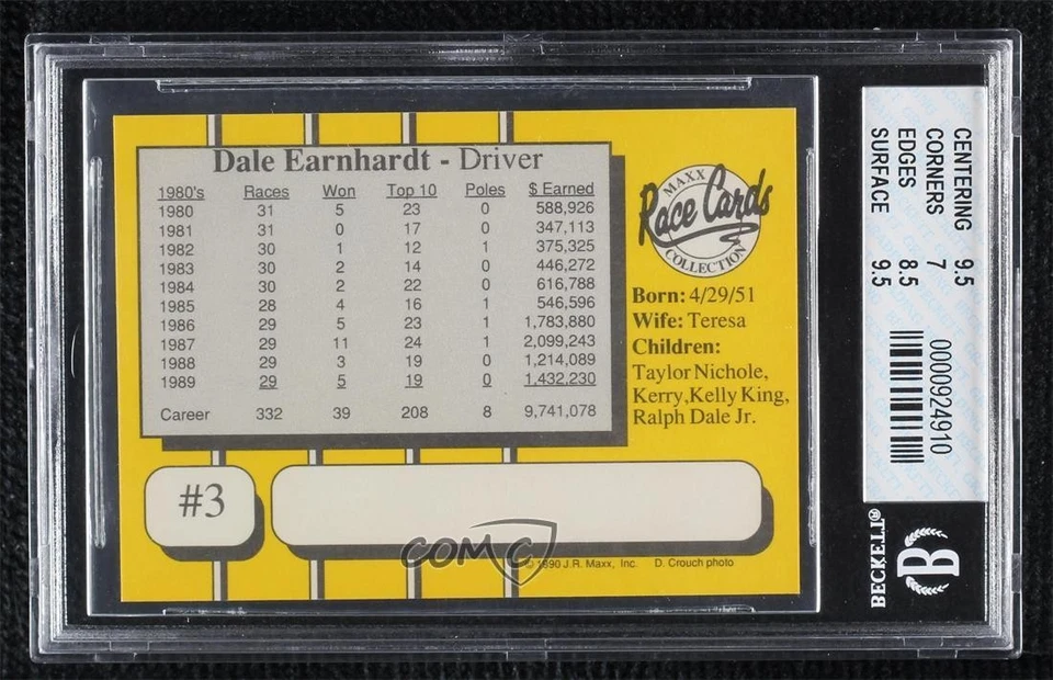 1990 Maxx Collection Dale Earnhardt #3 BGS 7.5 HOF - Image 2 of 2