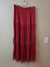 Vintage Red Skirt Cotton Long Sz Small / Medium Good Condition Womens Summer