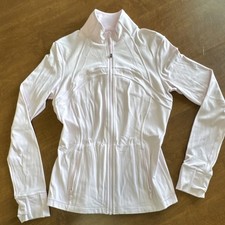 Lululemon Women's White Size 8 Full Zip Jacket Zip Pockets Stretch LW4CAFS.02