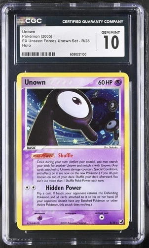 CGC 10 GEM MINT Unown 2005 EX Unseen Forces R/28 Holo Pokemon Card