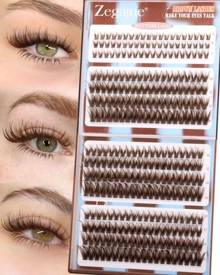 Brown Lash Clusters With Bottom Eyelash Clusters Natural Look Cluster Eyelash...