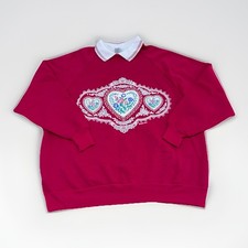 Gopher Sport VTG Grandma Sweatshirt Mock Neck Valentine Hearts 2X Grandmacore