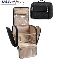 Portable Makeup Organizer W/ Zippered Pockets Travel Toiletry Bag Hanging Design