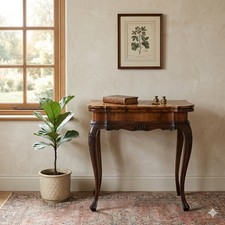 Tavolino da Gioco Antico Noce Faggio Tinto Noce Italia XX Secolo Originale