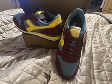 Diadora Camaro M2 Trainers UK 9 EUR 43 Burgundy Blue Yellow Brand New in Box 