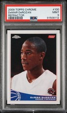 2009 Topps Chrome DeMar DeRozan Rookie Card #100 Rookie RC /500 Refractor PSA 9. rookie card picture