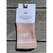 Alo Unisex Half-Crew Throwback Sock NWT pink quartz medium