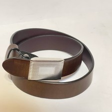 Crewcuts Size S 28" Brown Italian Bonded Leather Belt Silver Buckle Made In USA