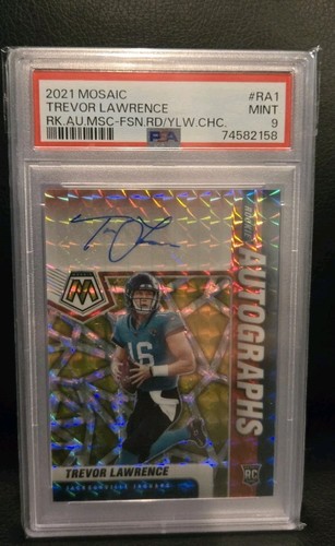 Trevor Lawrence [Choice Fusion Red Yellow] #RA-1 2021 Panini Mosaic Rookie Autographs card
