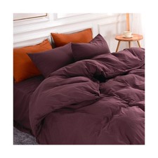 NEXHOME PRO Duvet Cover Set Queen Size Linen Look Textured 100 Washed Cotton...