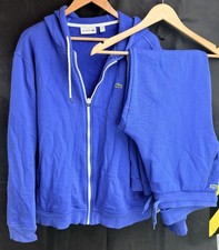 Lacoste Tracksuit Men's 2XL Blue Cotton Long Sleeve Drawstring Full Zip Hoodie