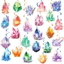 24 PCS Crystal Hanging Swirl Decorations Crystal Ceiling Streamers Hanging De...