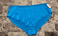 NWT VICTORIA'S SECRET L BLUE SATIN SMOOTH THICK RARE NO SHOW HIPHUGGER PANTIES