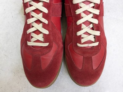 Maison Margiela GAT Red Men 12 45 Suede Leather Low Top Shoes Gum