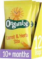 Organix Carrot Stix Multipack, Organic Toddler Snack, 3 x (4 x 15 g Bags)