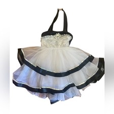 Curtain Call Costumes Tutu Dress CXS Girls Rhinestone Sequins Bling White Black