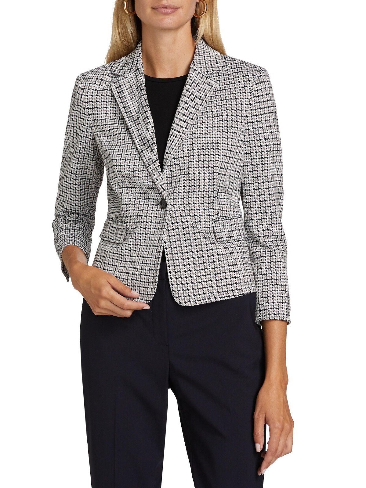 Size 0 - Theory Micro Blazer Cinder Houndstooth Plaid Jacket Career $475