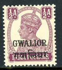 British India 1943 KGVI Gwalior ½a Purple SG #119 MNH N334