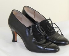 Estate vintage Salvatore Ferragamo Sz 5 B Oxford Pumps Shoes Black Leather