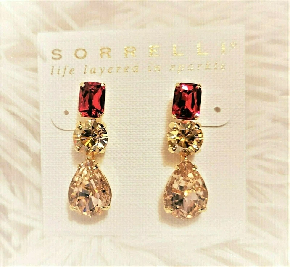 *NUEVO* Y *RETIRADO* ~ Sorrelli ~ "CHAMPAGNE ESCARLATA" ~ GOTA ~ Pendientes  Foto 2 de 4