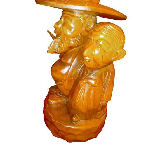 Vtg Hand Carved Folk Art Wooden Asian Man Woman Sculpture Seoul Korea 14" - Picture 8 of 10