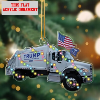 Trump Make America Great Again 2024 Garbage Truck Ornament, Donald Trump Boards