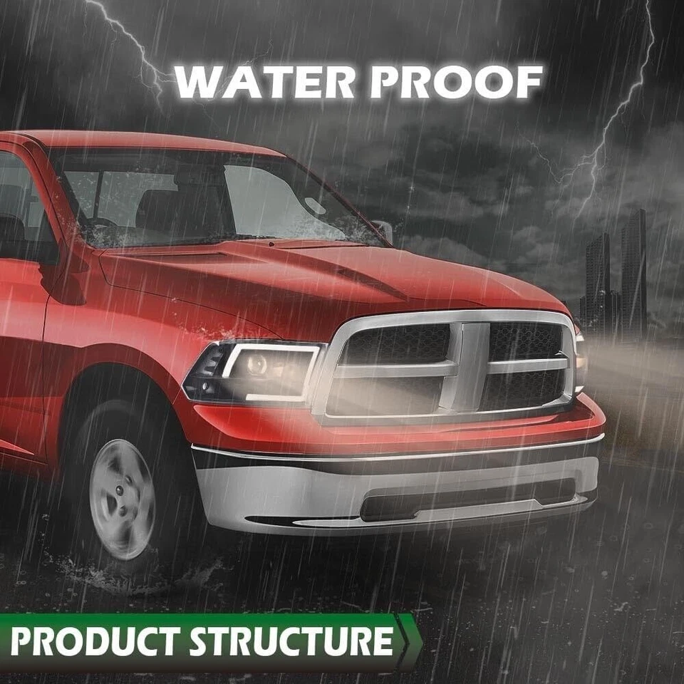 Faros LED DRL negros y transparentes para Dodge Ram 1500/2500/3500 2006-2009 Foto 4 de 4