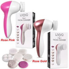 LIVIVO 7 in 1 Facial Cleanser Electric Brush Set with Massage and Pumice