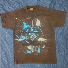Vintage 90s Star Wars Darth Vader Foil Shiny Dark Side Shirt Single Stitch Large