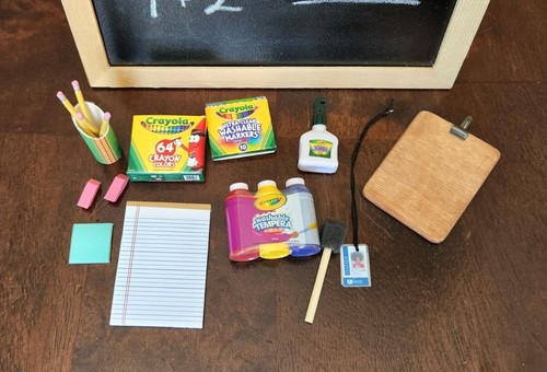 1/6 SCALE Miniature SCHOOL SUPPLIES Crayola ZURU Paint Erasers Clipboard Pencils - Picture 4 of 14