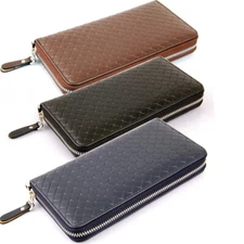 Leather Clutch Purse Wallet Men Wristlet Phone Holder Bag Pack Business Handbag