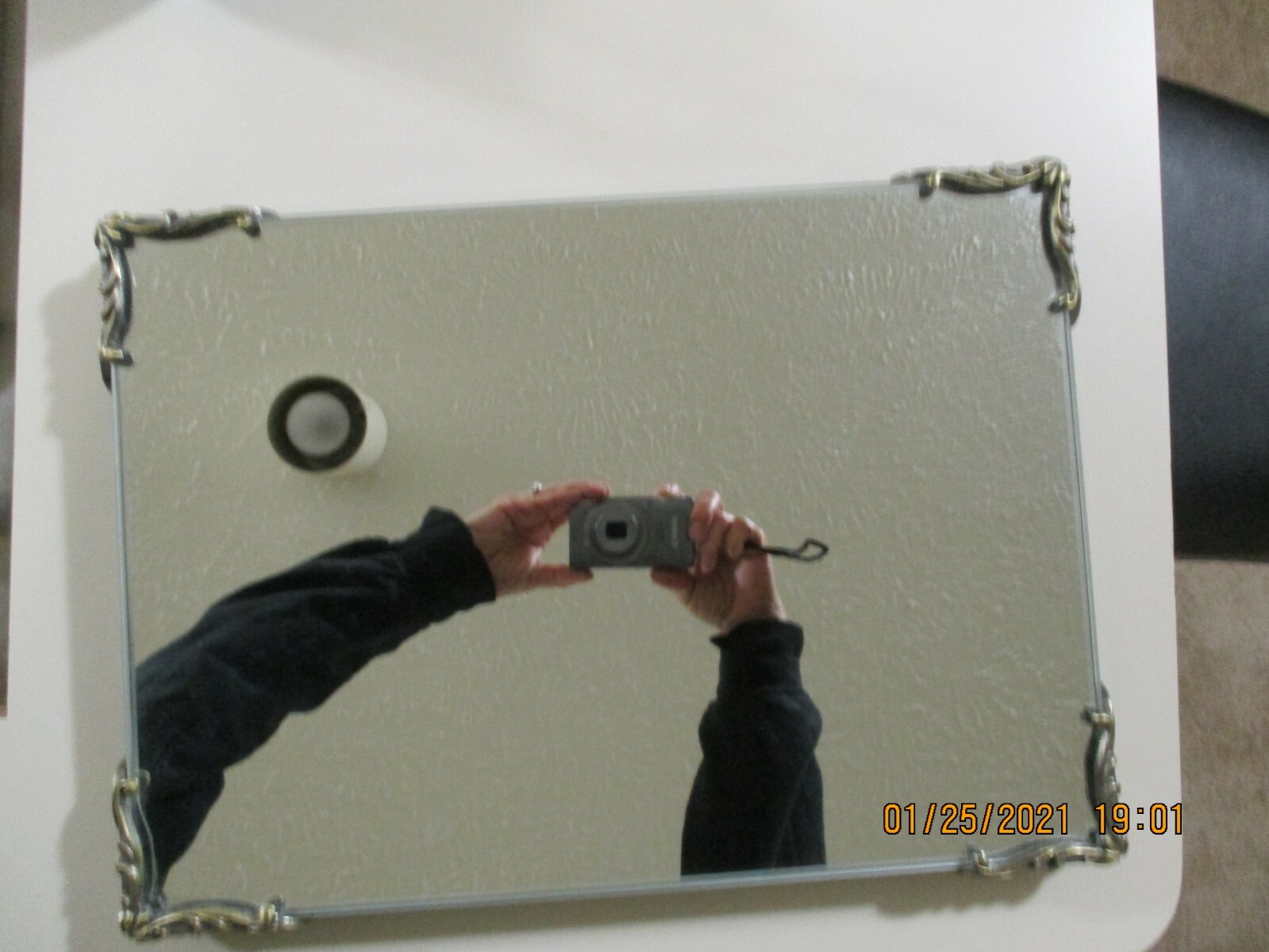 Footed Vanity Dresser Mirror Tray for Perfume Bottle Display-image