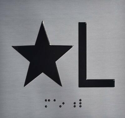 Star L (Star Lobby) Floor Elevator Jamb Plate Sign ( Silver, 4x4)-REF24-1027
