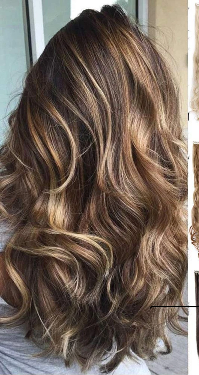 Stylish Curly Hair Extensions Golden Brown 14 Clips pack of 6 Pcs For Women
