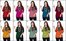 Indian Beautiful Ethnic Classic FullStitched Magic Cotton Short Kurti  Top HK-1