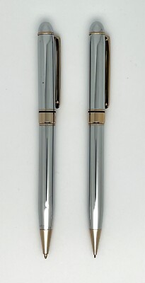Vintage Pierre Cardin Silver & 18k Gold Plated Ballpoint Pen and Pencil Set-MINT
