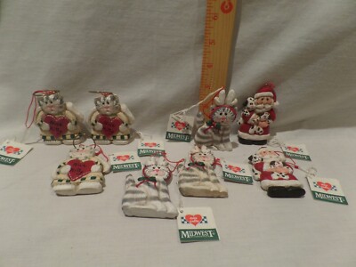 Vintage Midwest of Cannon Falls Eddie Walker Christmas Cat Reindeer Ornament