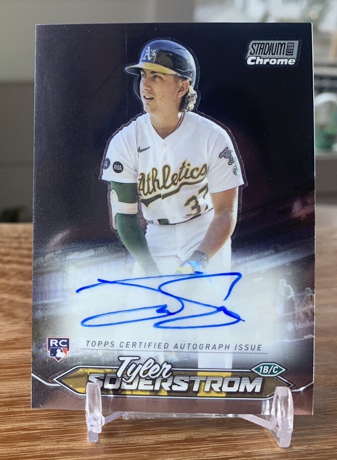 TYLER SODERSTROM 2024 Topps Stadium Club Chrome Auto SP PR~140 RC ATHLETICS