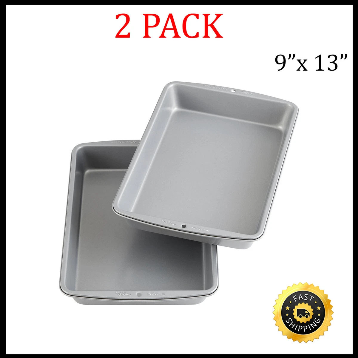 2 Pcs Nonstick Cake Pans Oblong Carbon Steel Baking Tray 13 x 9 Cake Pans  Set